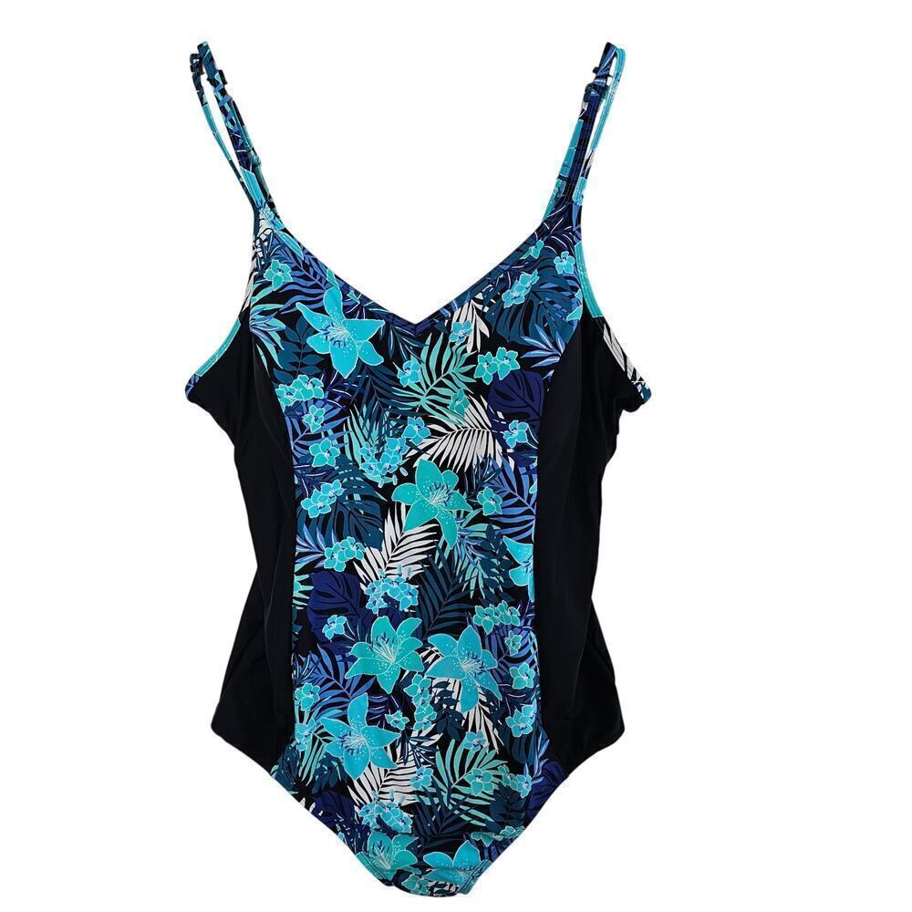 Christina Blue Krista Swimsuit Womens Size 24 Blue Floral One Piece Adjustable